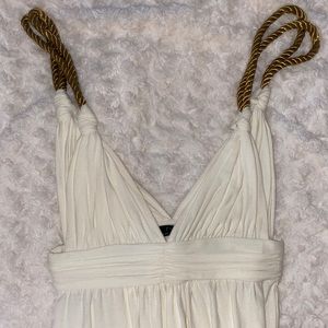 Cream toga-like summer top with gold rope straps